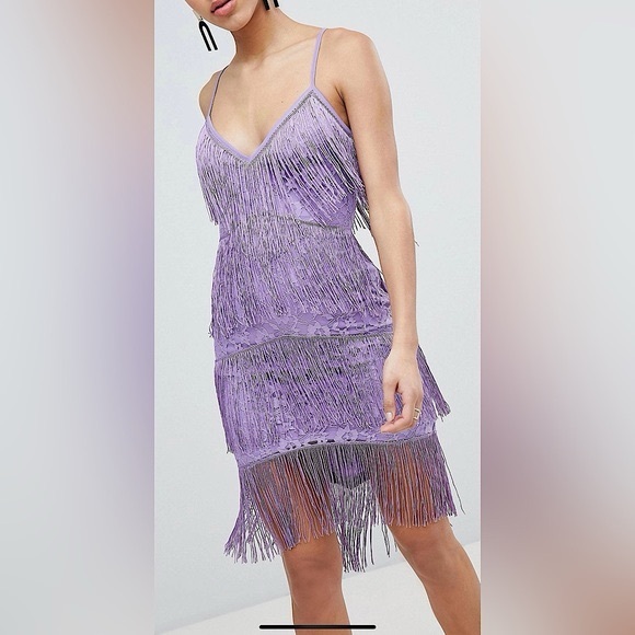 ASOS Dresses & Skirts - ASOS Lavender Fringe Midi Dress